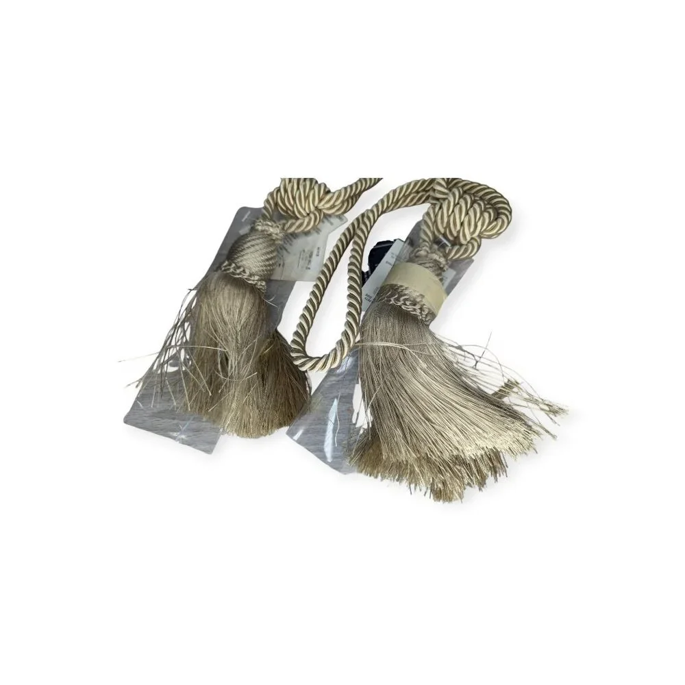 NWT JC Penney Home Collection Tassel Curtain Tie Back in Gray/Beige Color